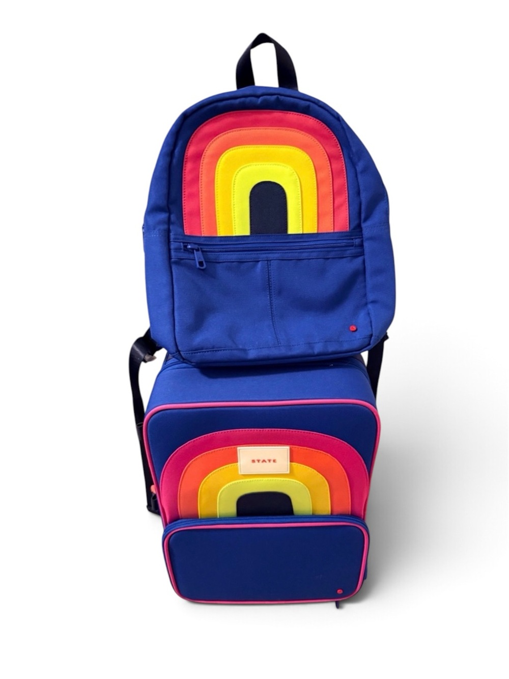 STATE Rainbow Matching Set — Kane Mini Backpack + Mini Logan Rolling Suitcase